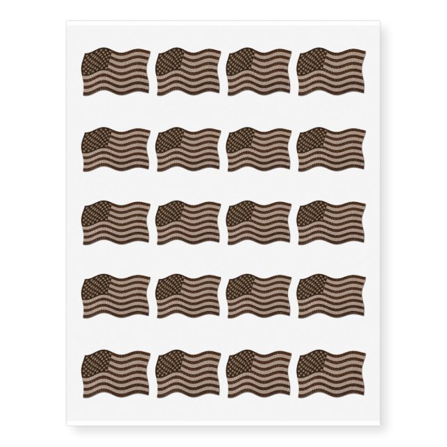 Leather-Look USA Flag Dark Temporary Tattoos (Front)