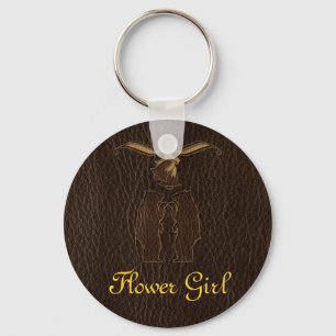 Leather-Look Wedding Dark Keychain