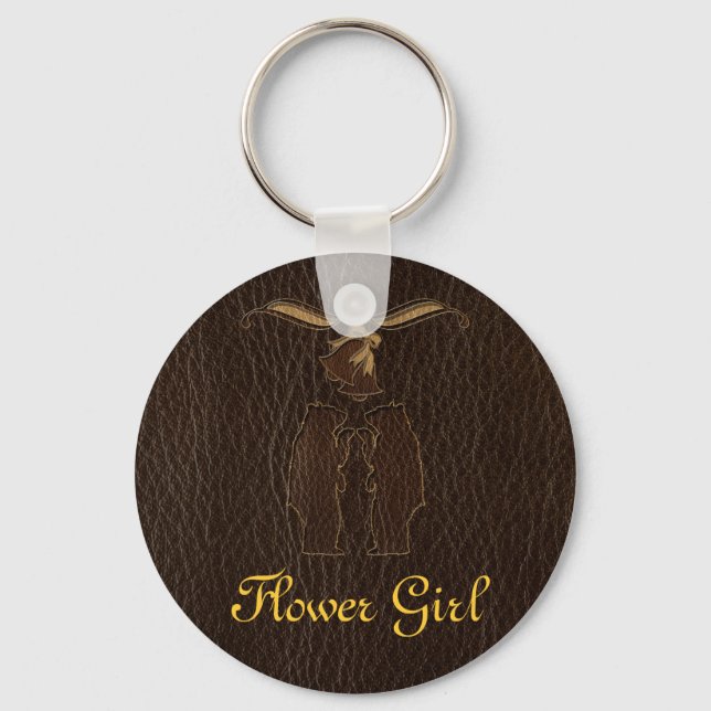 Leather-Look Wedding Dark Keychain (Front)