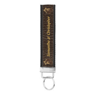 Leather-Look Wedding Dark Wrist Keychain