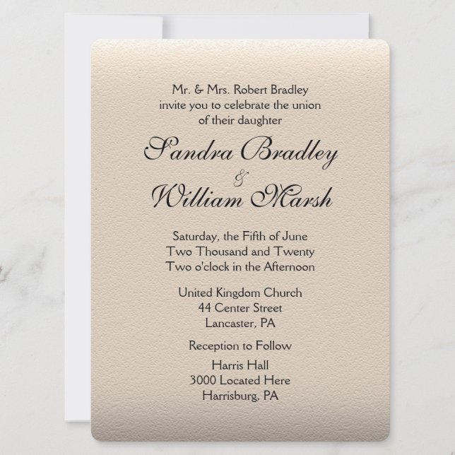 Leather Look Wedding Invitation (Front)