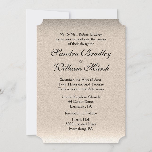 Leather Look Wedding Invitation (Front)