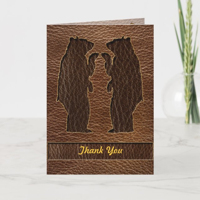 Leather-Look Wedding Letterpress Thank You Card (Front)