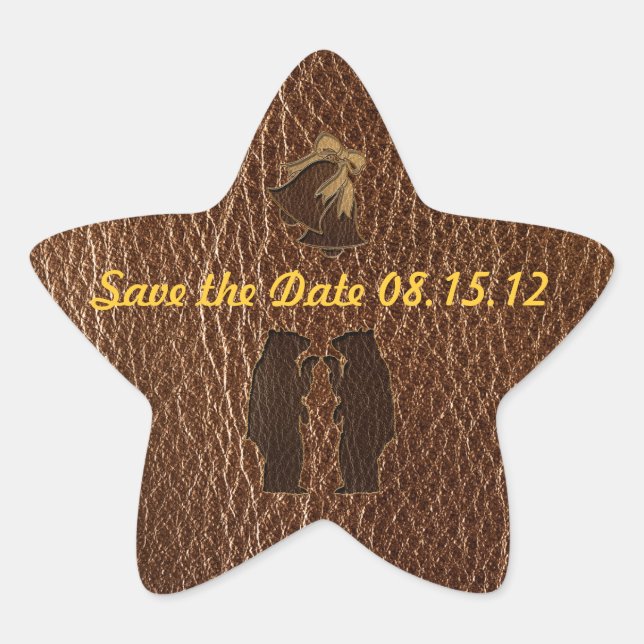 Leather-Look Wedding Star Sticker (Front)