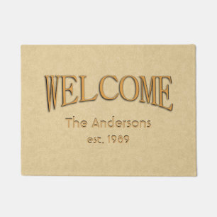 Leather Look Welcome Name Established Doormat