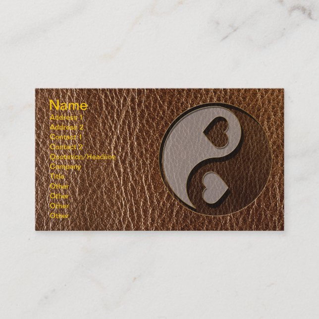 Leather-Look Yin Yang Heart Business Card (Front)