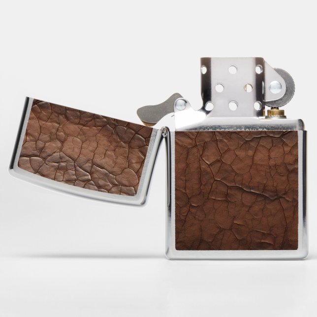 Leather-look Zippo Lighter (Opened)