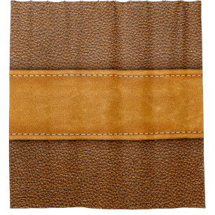 Leather Luxe: Stitched Brown Elegance Shower Curtain