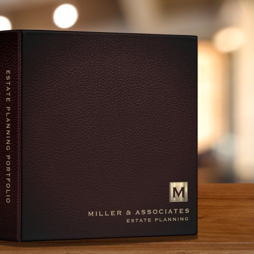 Leather Luxury Gold Initial Logo 3 Ring Binder