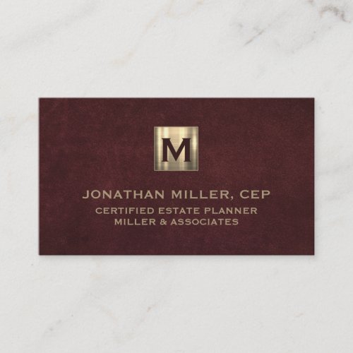 Leather Luxury Gold Initial Logo Business Card