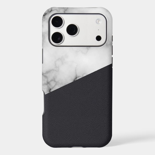leather marble with monogram iphone case (Back)