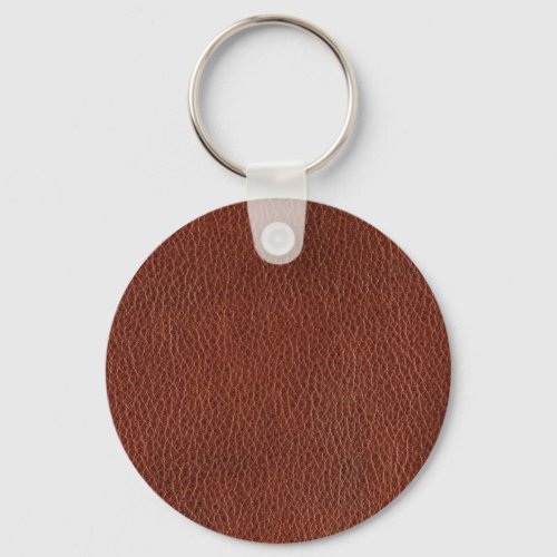 Leather Metal Circle Keychain