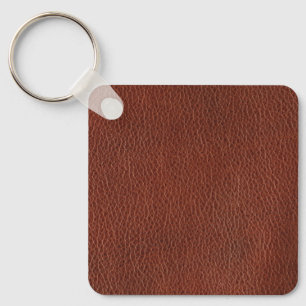 Leather Metal Square Keychain