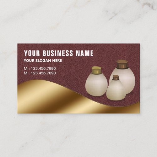 Leather Metallic Gold Aroma Oil Perfume Bottle Business Card