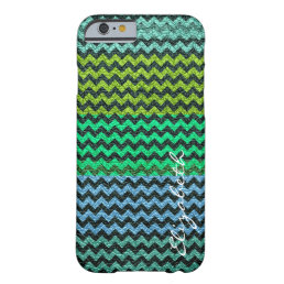 Leather Mint Green Chevron Stripes Pattern Barely There iPhone 6 Case