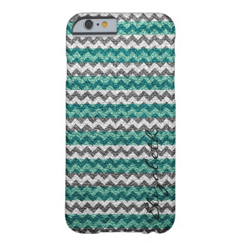 Leather Mint White Chevron Stripes Pattern Barely There iPhone 6 Case