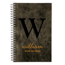 Leather Monogram black gold script name