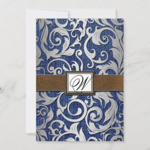 Leather Monogram Denim Western Wedding Invitations