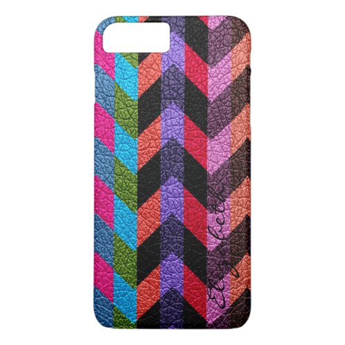 Leather Multicolor Chevron Stripes 2 iPhone 8 Plus7 Plus Case