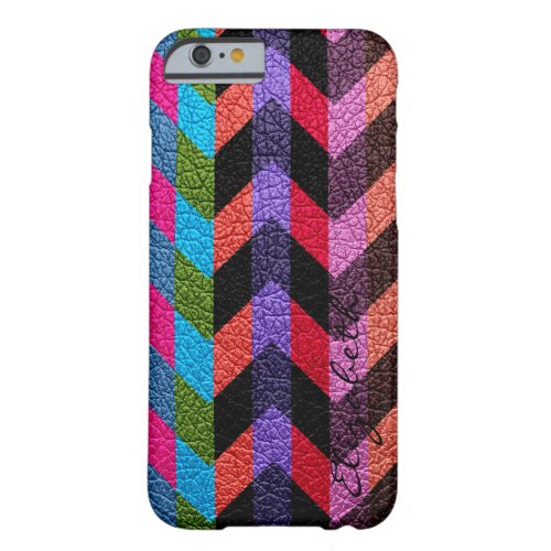 Leather Multicolor Chevron Stripes 2 Barely There iPhone 6 Case