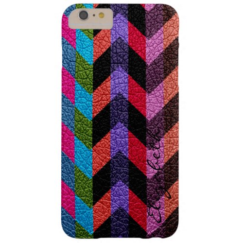Leather Multicolor Chevron Stripes 2 Barely There iPhone 6 Plus Case