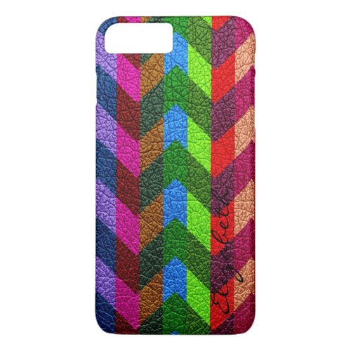 Leather Multicolor Chevron Stripes iPhone 8 Plus7 Plus Case