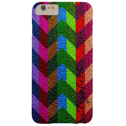 Leather Multicolor Chevron Stripes Barely There iPhone 6 Plus Case