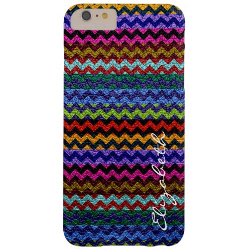 Leather Multicolor Chevron Stripes Pattern 10 Barely There iPhone 6 Plus Case