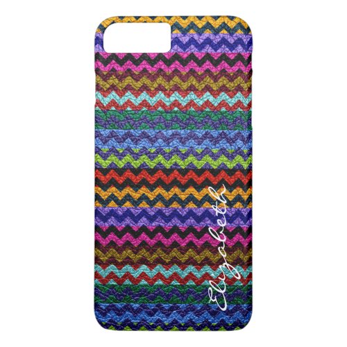 Leather Multicolor Chevron Stripes Pattern 10 iPhone 8 Plus7 Plus Case