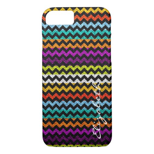 Leather Multicolor Chevron Stripes Pattern 11 iPhone 87 Case