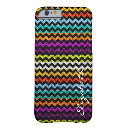 Leather Multicolor Chevron Stripes Pattern 11 Barely There iPhone 6 Case