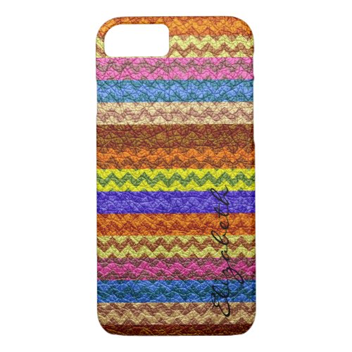 Leather Multicolor Chevron Stripes Pattern 3 iPhone 87 Case