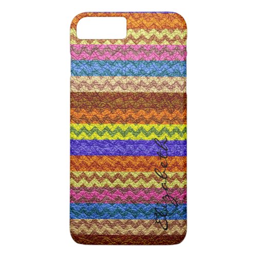 Leather Multicolor Chevron Stripes Pattern 3 iPhone 8 Plus7 Plus Case