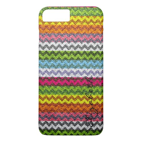 Leather Multicolor Chevron Stripes Pattern 4 iPhone 8 Plus7 Plus Case