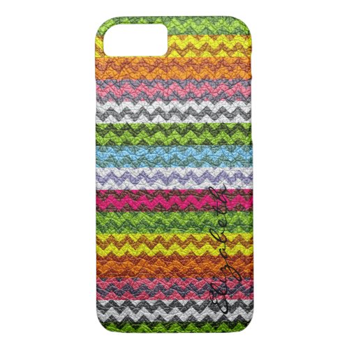 Leather Multicolor Chevron Stripes Pattern 4 iPhone 87 Case