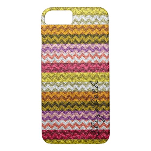 Leather Multicolor Chevron Stripes Pattern 5 iPhone 87 Case