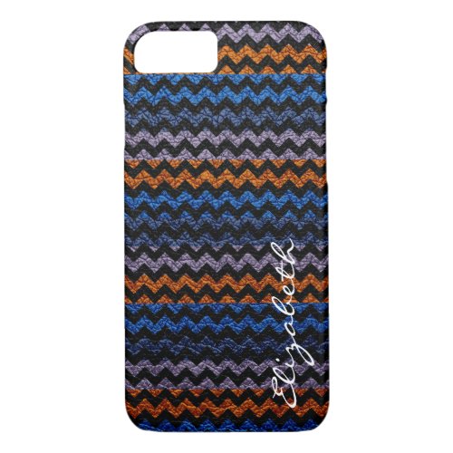 Leather Multicolor Chevron Stripes Pattern 6 iPhone 87 Case