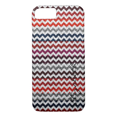 Leather Multicolor Chevron Stripes Pattern 9 iPhone 87 Case