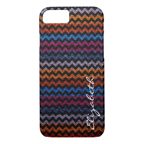 Leather Multicolor Chevron Stripes Pattern iPhone 87 Case