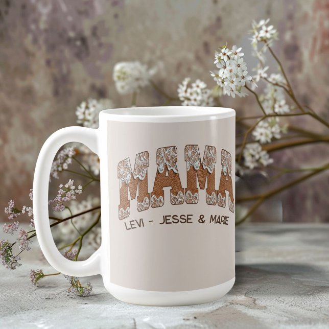 Leather n' Lace Country Varsity Style Mama  Coffee Mug (Creator Uploaded)