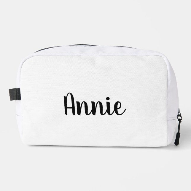 Leather Name Makeup Bag, Personalize Wedding Bride Dopp Kit (Front)