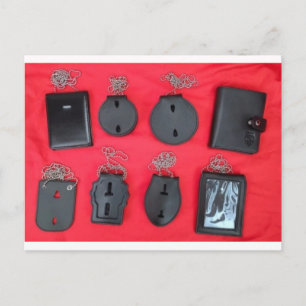 Leather Neck Chain Badge Holder, Neck Wallets Postcard