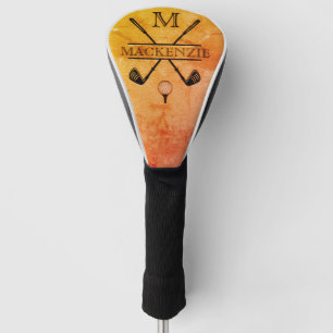 Leather orange design colorful unique golf head cover