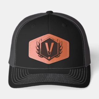 Leather Patch Hat – Black & Charcoal Hexagon Patch