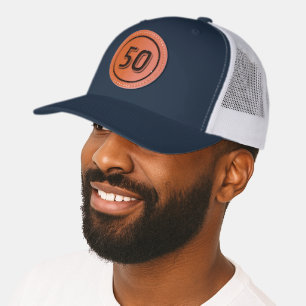 Leather patch hat with custom age number