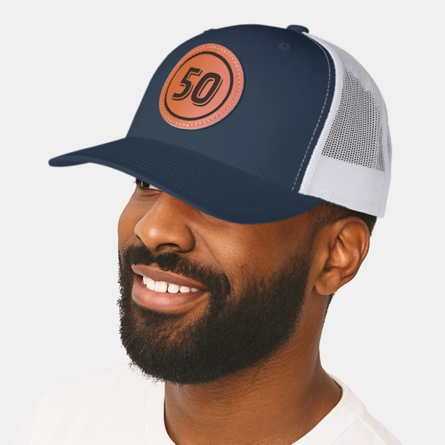 Leather patch hat with custom age number (Male)