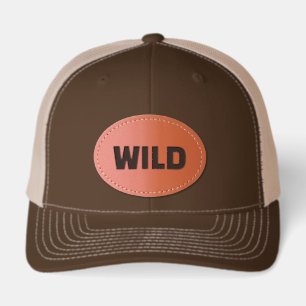 Leather Patch Hat with “WILD” Text – Minimal