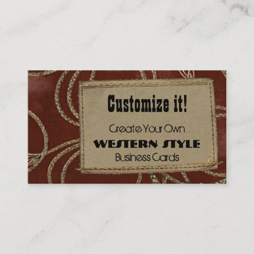 Customizable Leather Patch &amp; Rope Business Card Templates