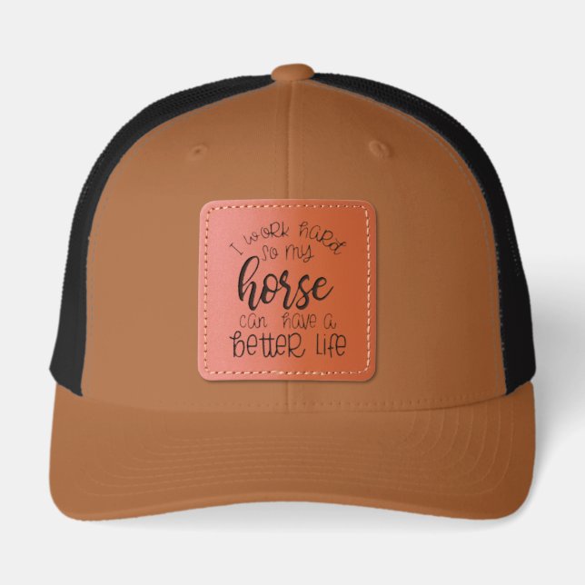Leather Patch Trucker Dad Hat-Horse Lover Saying Leather Patch Hat (Front)