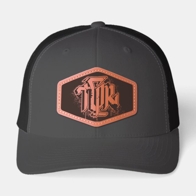 LEATHER PATCH TRUCKER HAT  (Front)